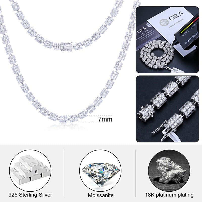 7mm S925 Moissanite Roll Chain - Different Drips