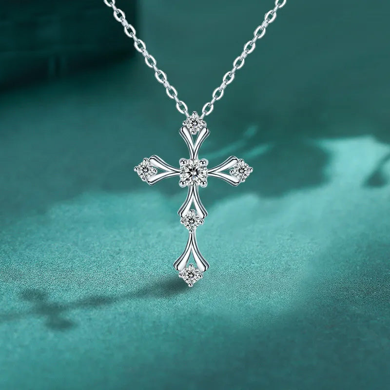 Women's S925 Moissanite Royal Cross Pendant - Different Drips