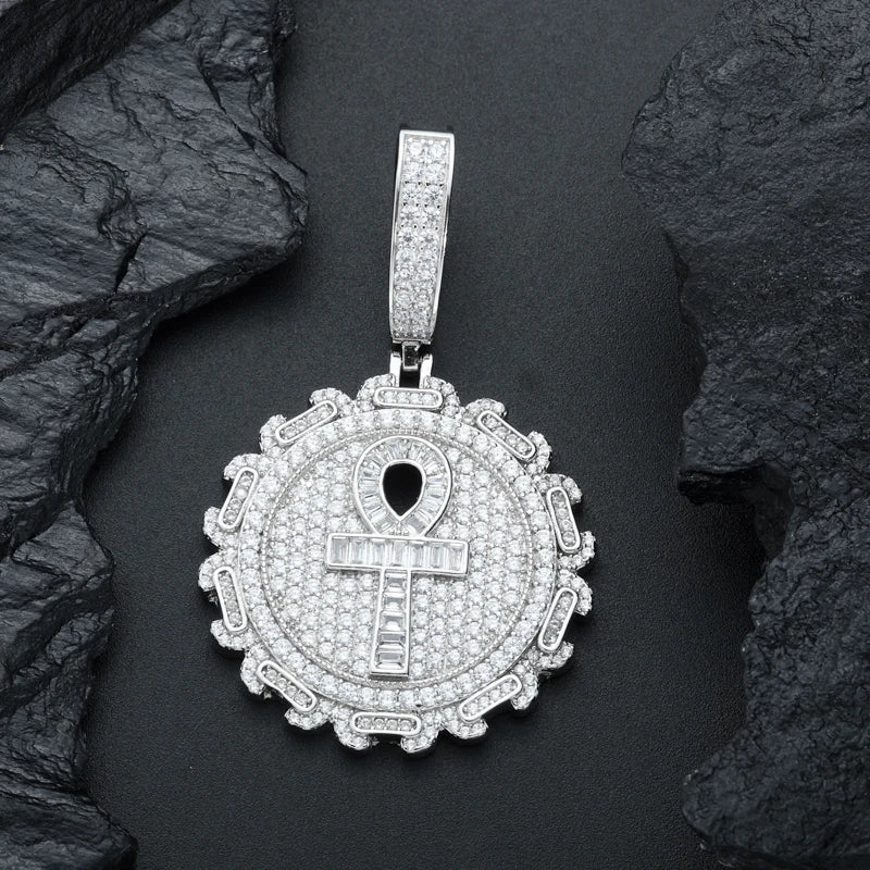 S925 Moissanite Ankh Medallion Pendant - Different Drips