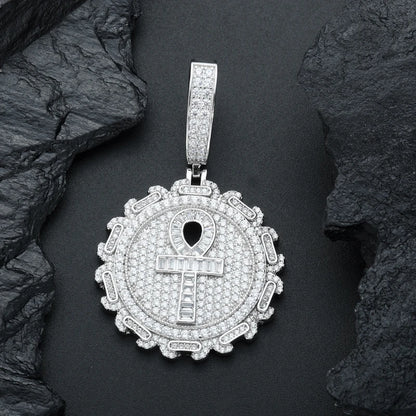 S925 Moissanite Ankh Medallion Pendant - Different Drips