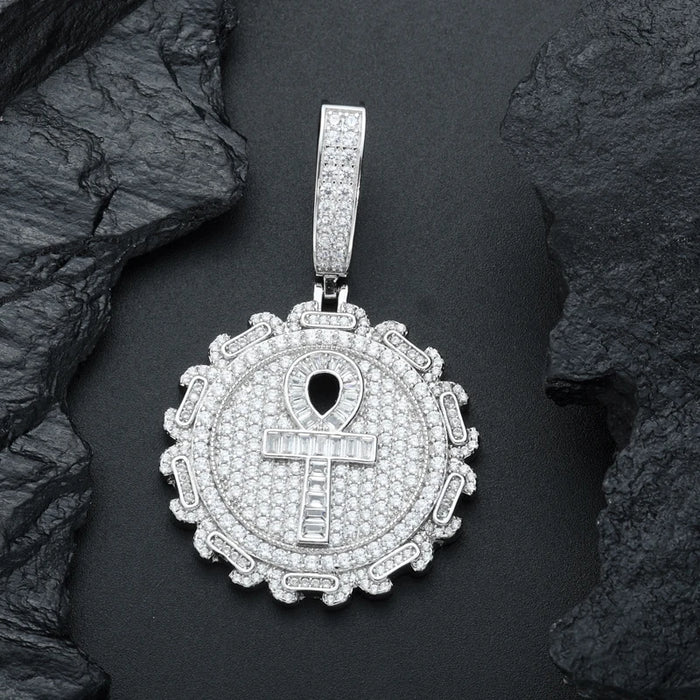 S925 Moissanite Ankh Medallion Pendant - Different Drips