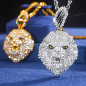 Moissanite Iced Lion Head Pendant - Different Drips