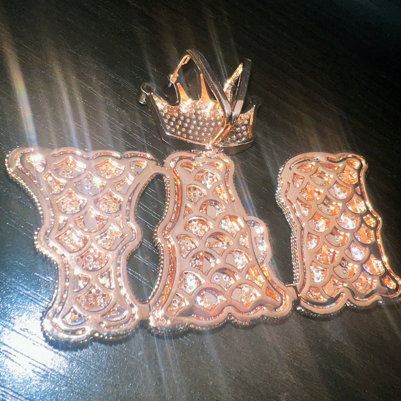 Crowned Layered Bubble Custom Letter Pendant - Different Drips