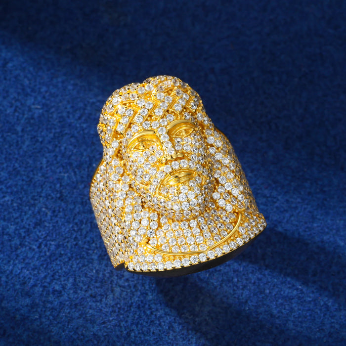 S925 Moissanite Iced Jesus Piece Ring - Different Drips