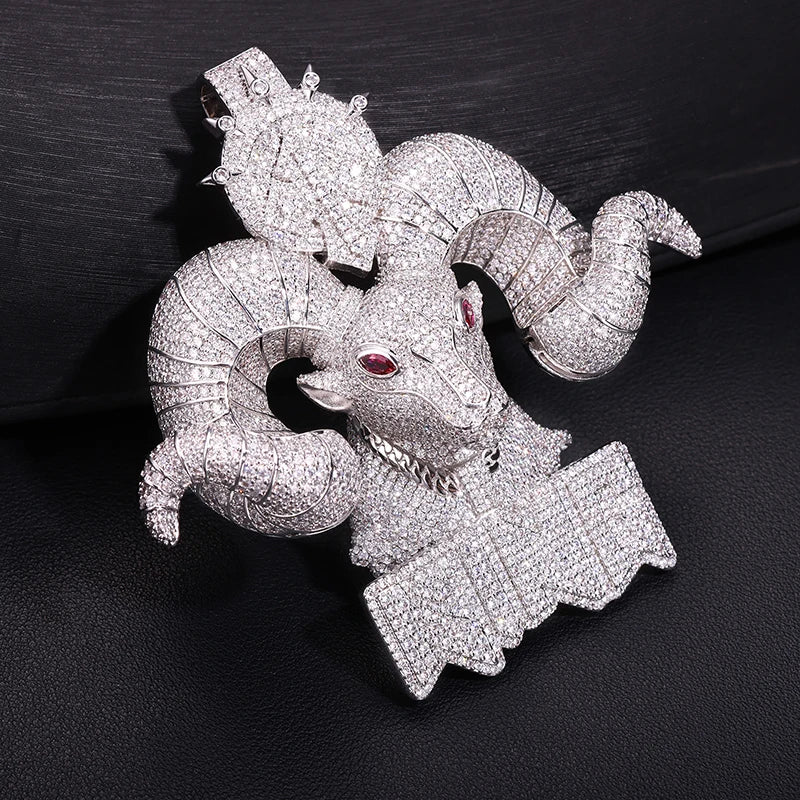 Iced Ram Head Pendant