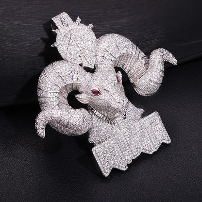 Iced Ram Head Pendant