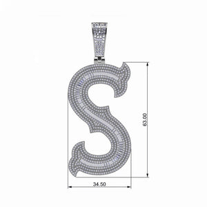 S925 Moissanite Baguette Custom Letter Pendant - Different Drips