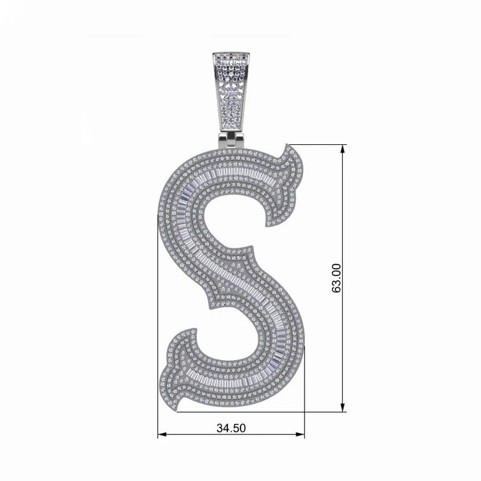S925 Moissanite Baguette Custom Letter Pendant - Different Drips