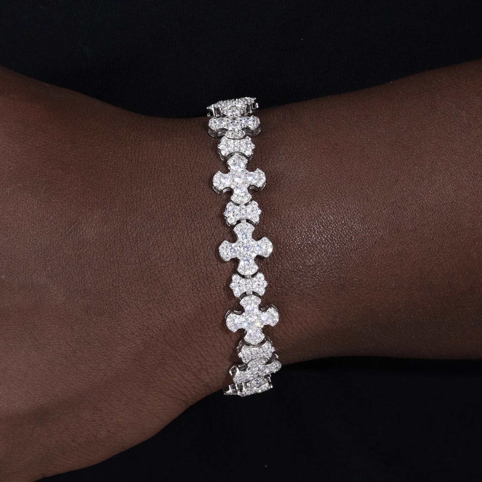 Moissanite Budded Cross Link Tennis Bracelet - Different Drips