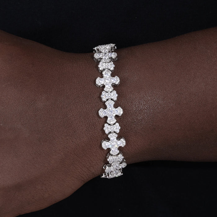 Moissanite Budded Cross Link Tennis Bracelet - Different Drips
