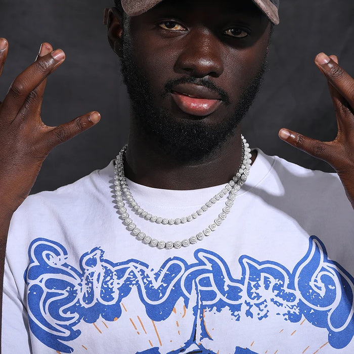 6mm S925 Moissanite Pearl Round Tennis Chain - Different Drips