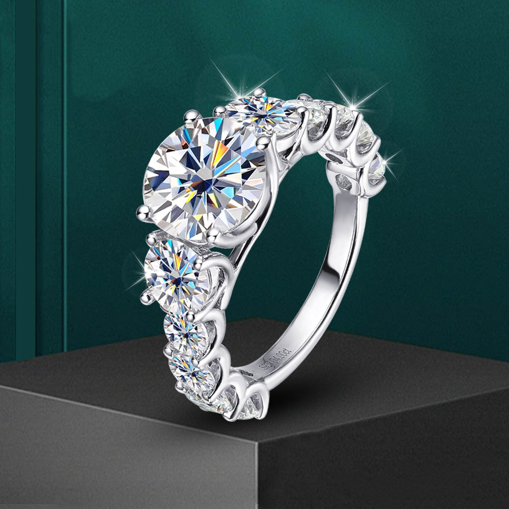 Women's S925 Moissanite 8 Diamond Ring - Different Drips