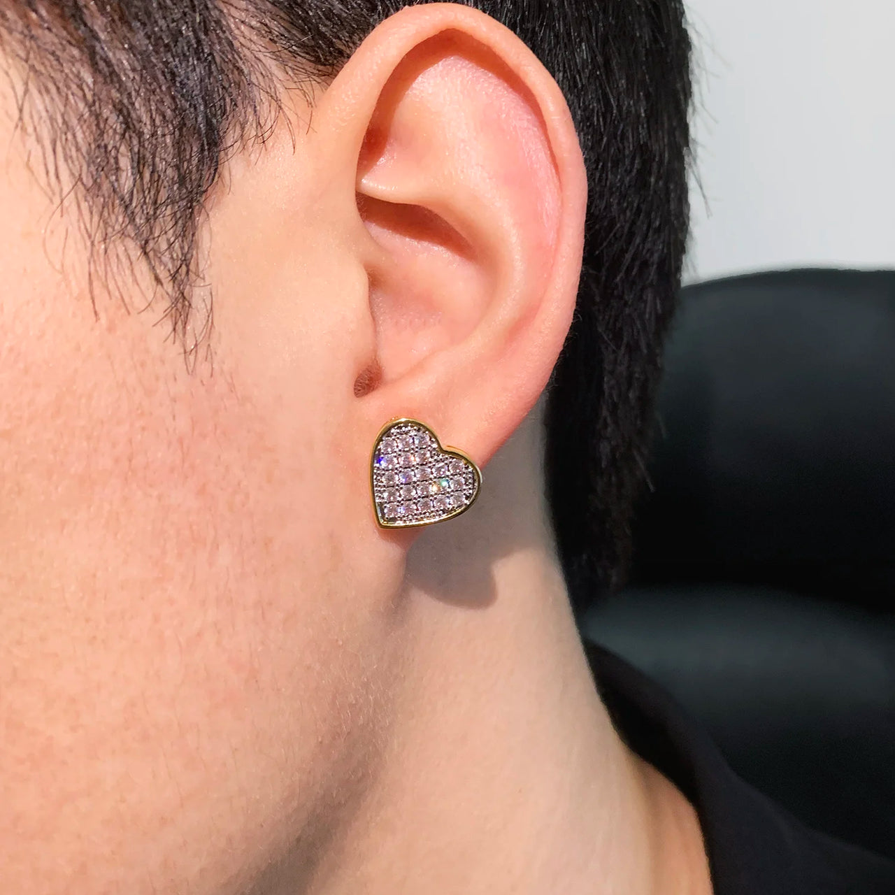 14mm Heart Pave Earrings - Different Drips