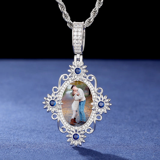 S925 Moissanite Flower Custom Photo Pendant - Different Drips