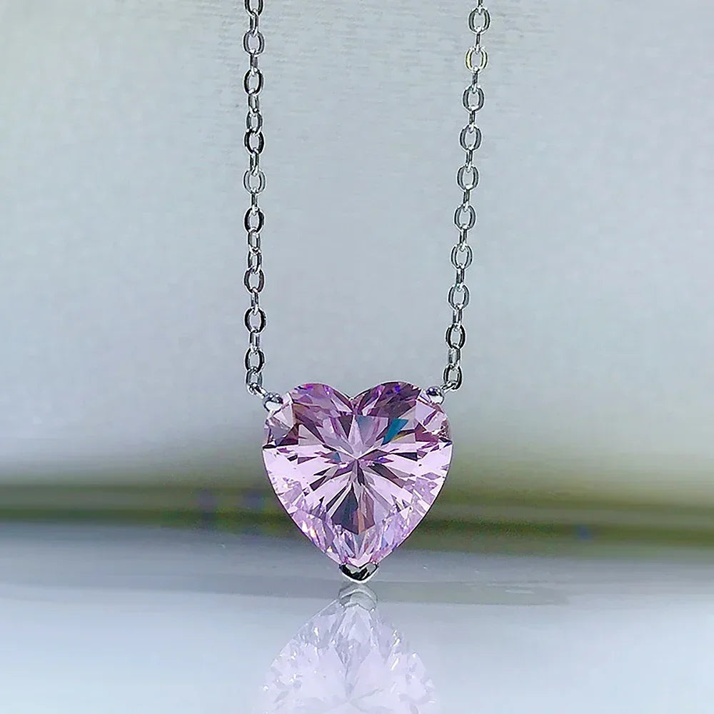 Women's S925 Heart Cut Moissanite Diamond Pendant - Different Drips