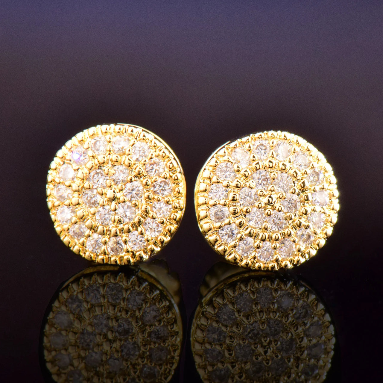 8mm Round Cut Pave Stud Earrings - Different Drips