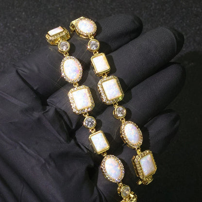 Iced White Opal Cluster Chain - Different Drips