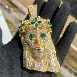 Diamond Crowned Clover Jesus Pendant - Different Drips