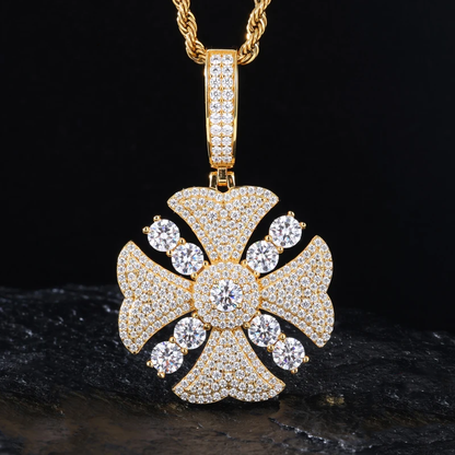 S925 Moissanite Flower Cross Pendant - Different Drips