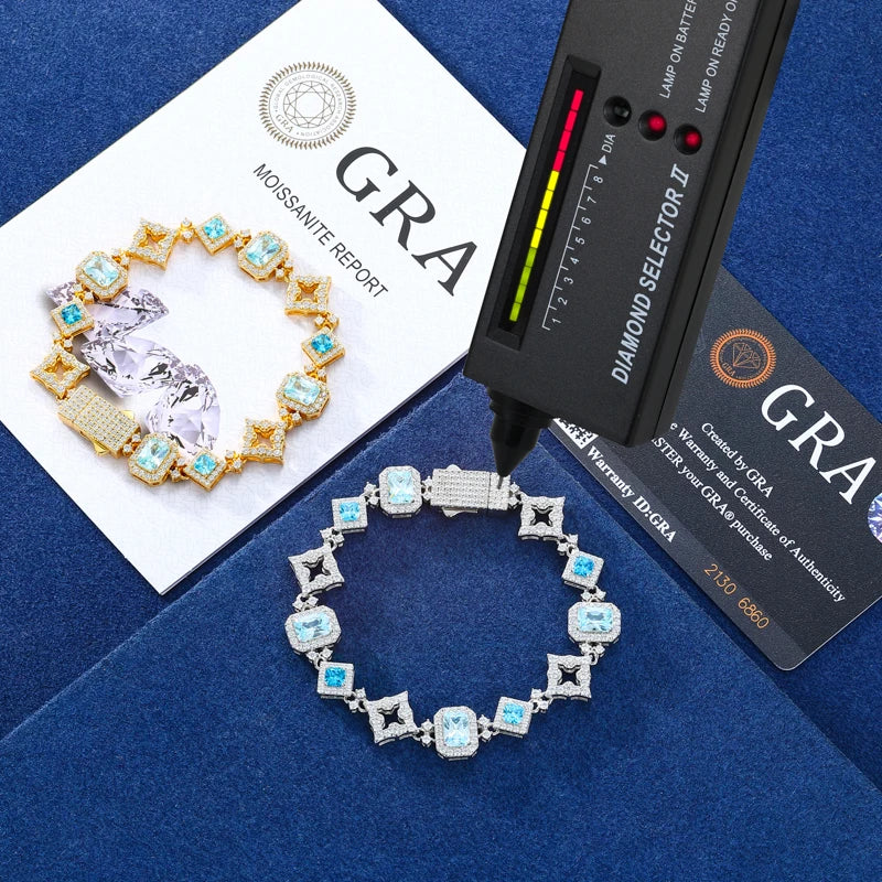 13mm Ice Blue Halo Link Bracelet - Different Drips
