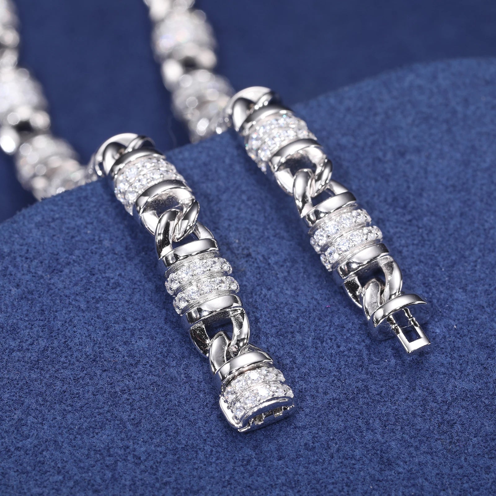 S925 Moissanite Rolled Barb Wire Chain - Different Drips