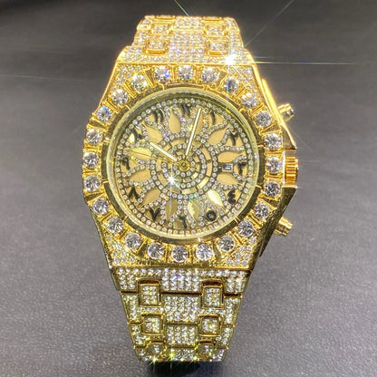 Fully Iced Green Arabic Numeral Watch - Different Drips