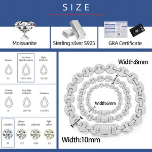 6-10mm Moissanite Iced Mariner-Link Bracelet - Different Drips