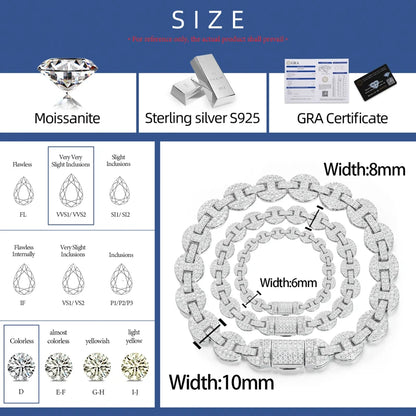 6-10mm Moissanite Iced Mariner-Link Bracelet - Different Drips