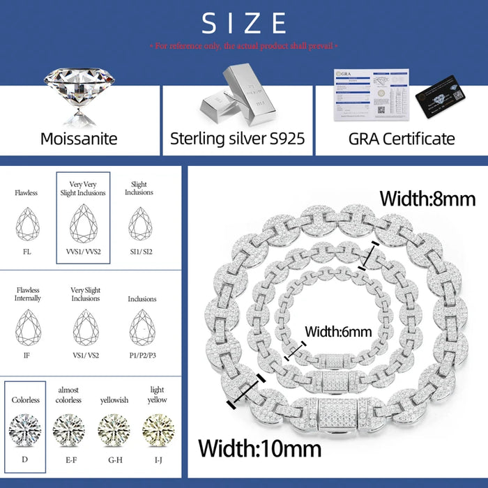 6-10mm Moissanite Iced Mariner-Link Bracelet - Different Drips