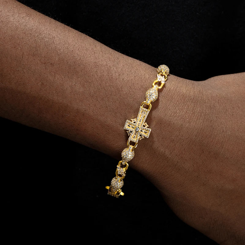 S925 Moissanite Baguette Cross Infinity Ball Link Bracelet - Different Drips