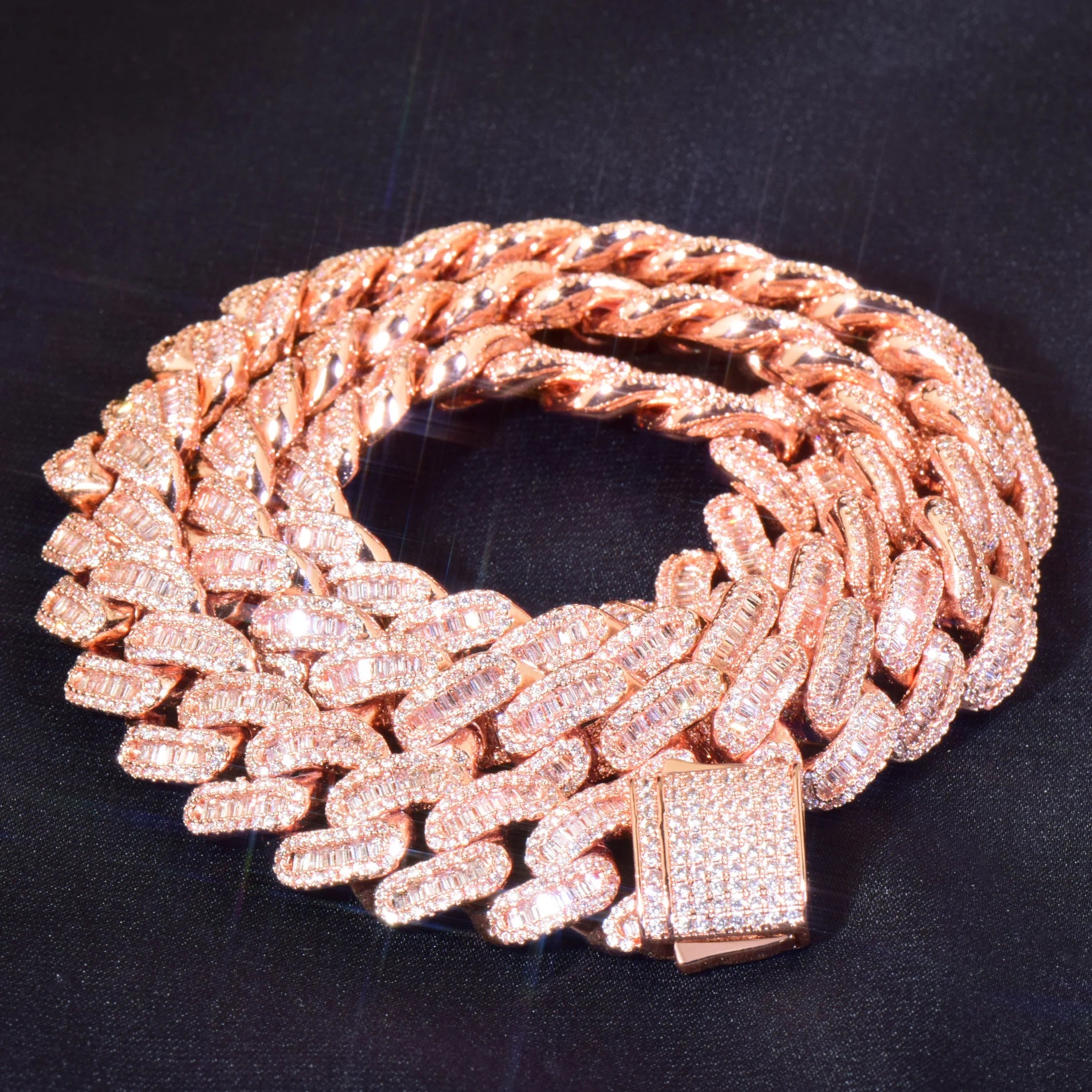 12mm Baguette Cuban Link Chain - Different Drips