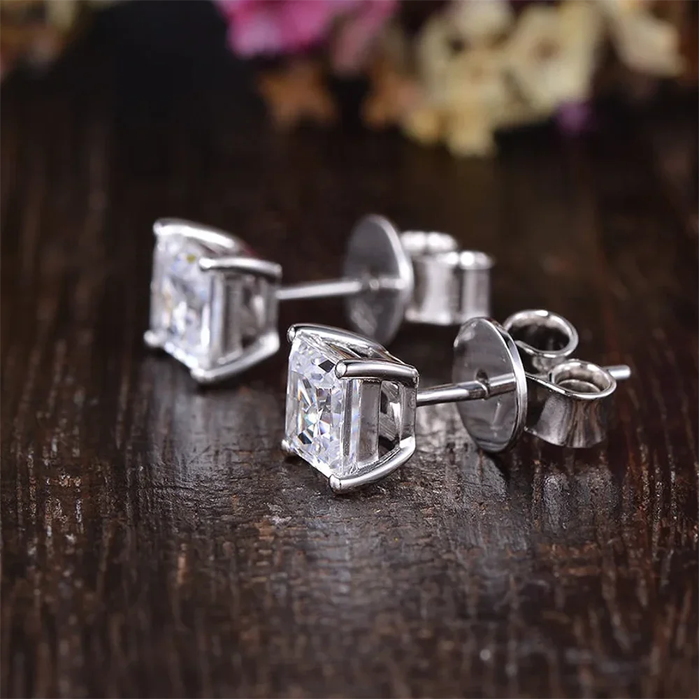 Women's S925 Princess Cut Moissanite Diamond Stud Earrings - Different Drips