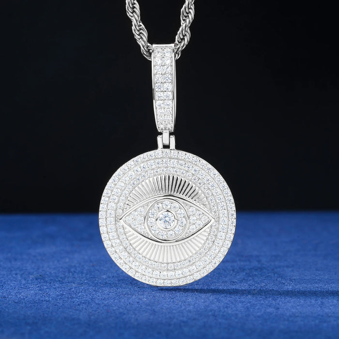 S925 Moissanite Evil Eye Medallion Pendant - Different Drips