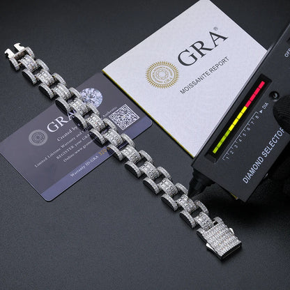 S925 Moissanite Diamond Baguette Watch Link Bracelet - Different Drips