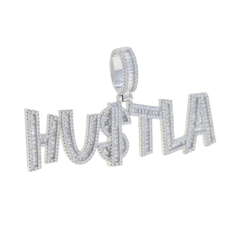 Iced Out Baguette Hustla Pendant - Different Drips