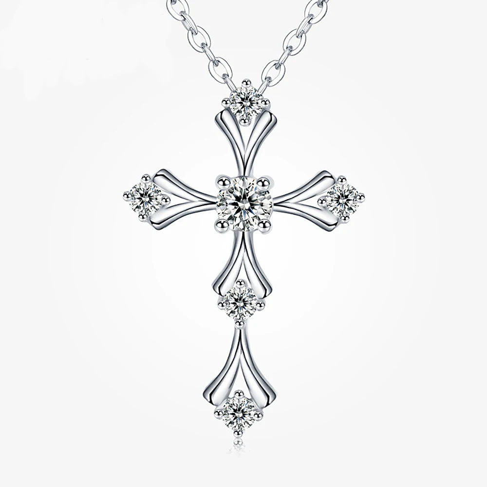 Women's S925 Moissanite Royal Cross Pendant - Different Drips