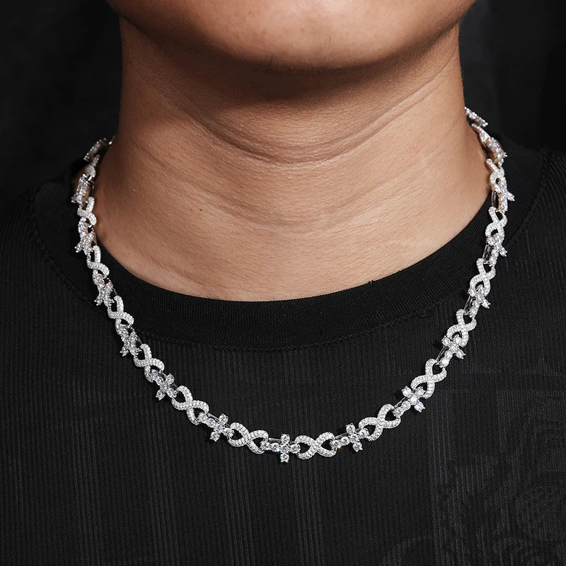 S925 Moissanite Diamond Cross / Infinity Link Chain - Different Drips