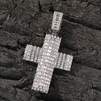 Iced Out Baguette Cross Pendant - Different Drips
