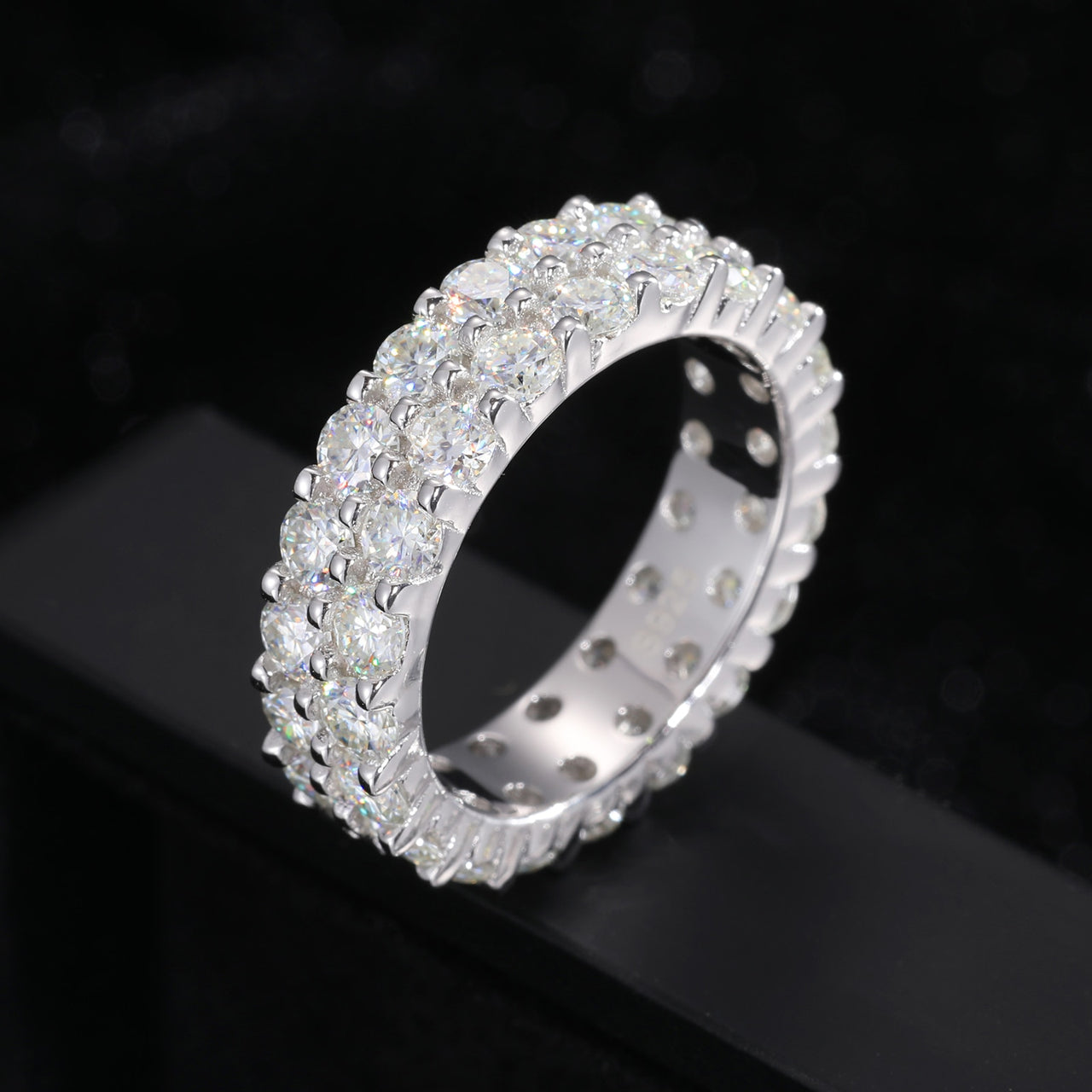S925 2 Row Moissanite Eternity Ring - Different Drips