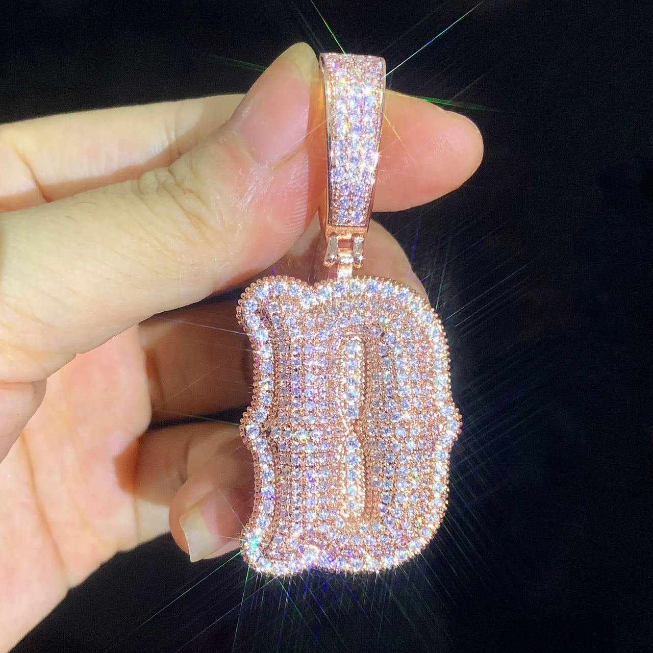 Layered Bubble Custom Single Letter Pendant - Different Drips