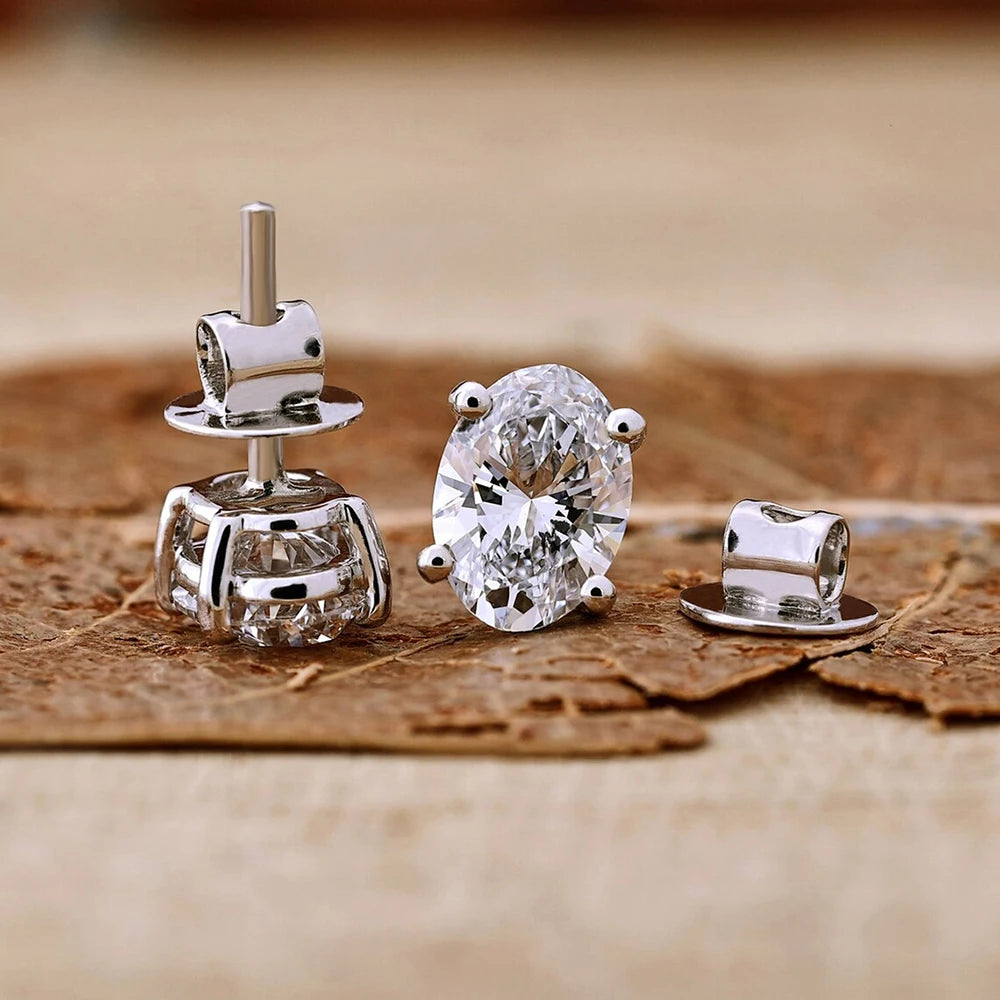 Women's S925 Oval Cut Moissanite Diamond Stud Earrings - Different Drips