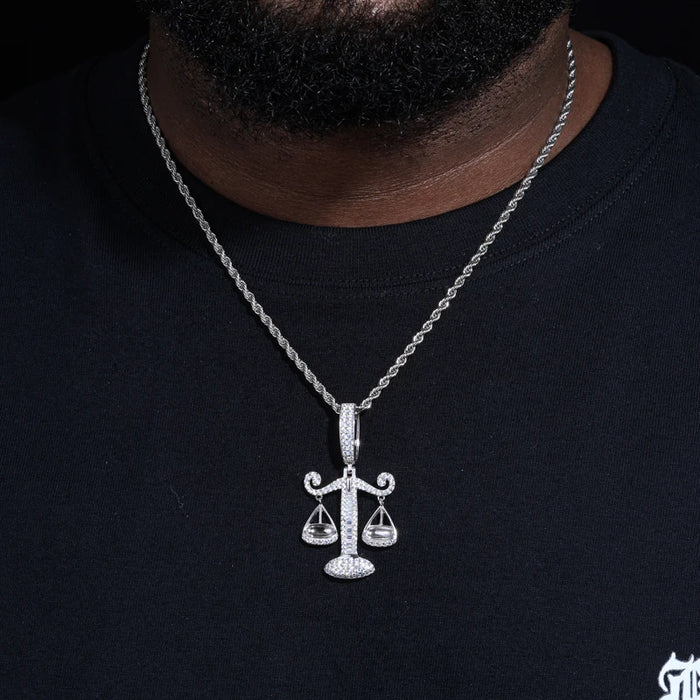 S925 Moissanite Baguette Diamond Justice Scale Pendant - Different Drips