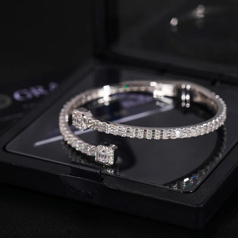 4mm S925 Moissanite Baguette Bangle Bracelet - Different Drips