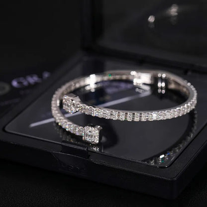 4mm S925 Moissanite Baguette Bangle Bracelet - Different Drips