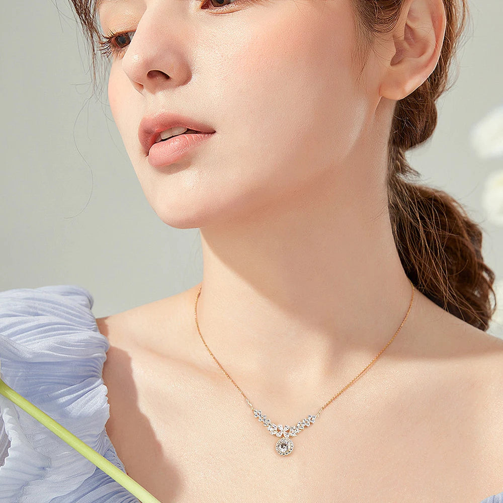 8mm Women's S925 Moissanite Leaf Lariat Necklace - Different Drips