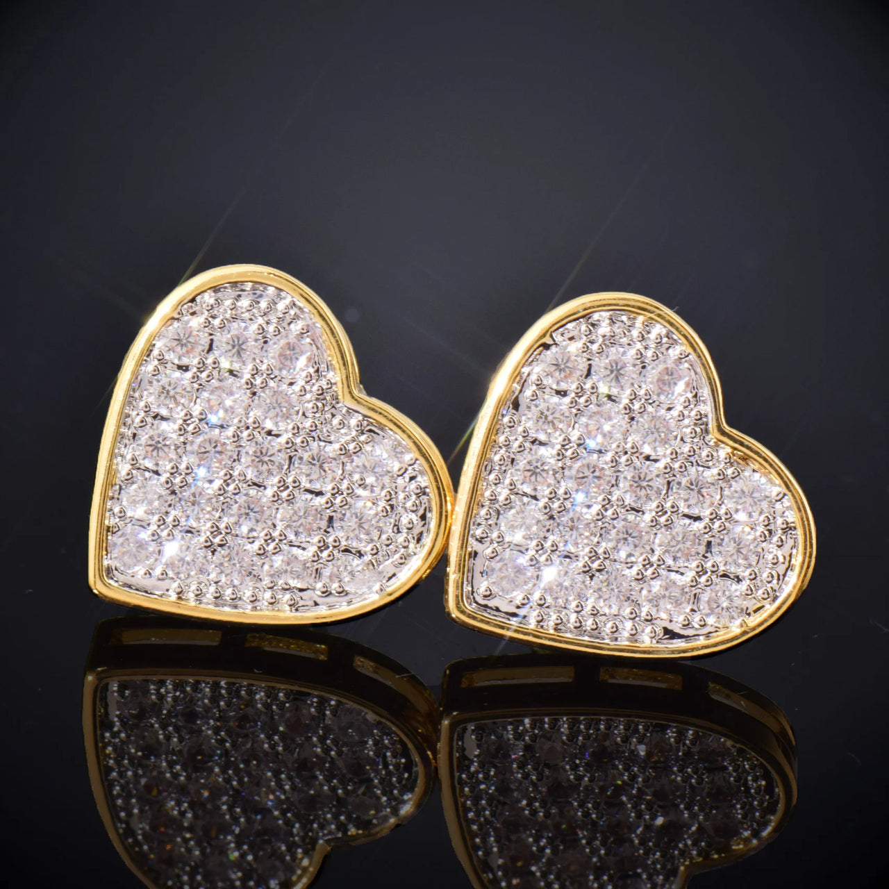 14mm Heart Pave Earrings - Different Drips