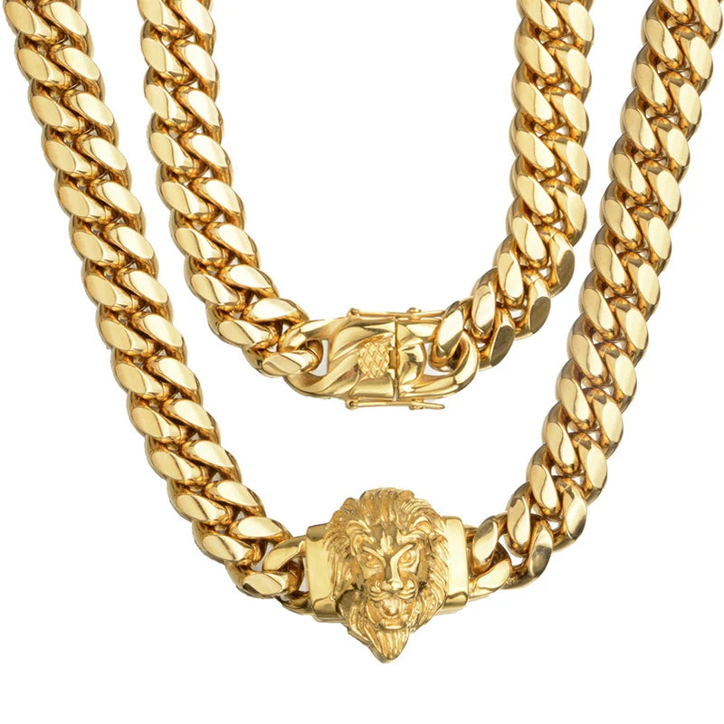 Lion Head Miami Cuban Link Chain - Different Drips