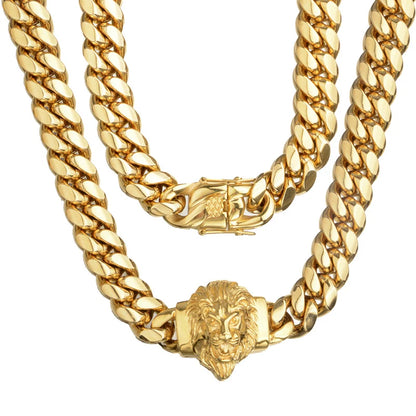 Lion Head Miami Cuban Link Chain - Different Drips