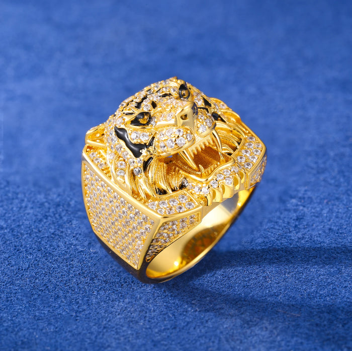 S925 Moissanite Diamond Fierce Tiger Ring - Different Drips