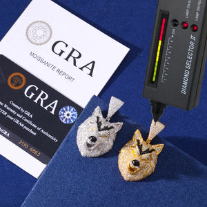 Moissanite Iced Wolf Head Pendant - Different Drips